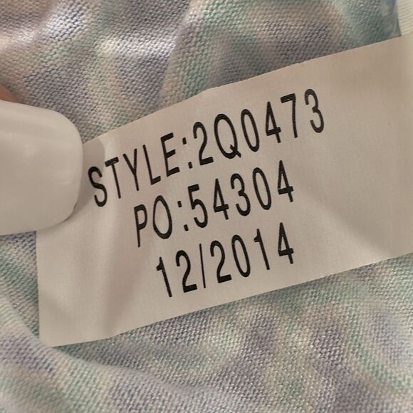 Vineyard Vines Midi Dress M Faux Wrap Geometric Blue Mint V Neck Stretch Viscose - Picture 10 of 11